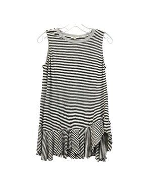 Easel Womens Multicolor Striped Top Sleeveless Round Neck Ruffle Hem Size Small
